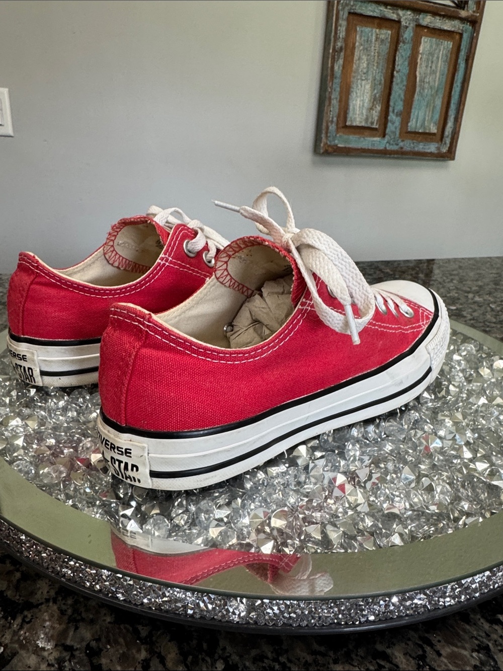 Converse all star Red Low Top canvas Sneakers 7 - Picture 8 of 14
